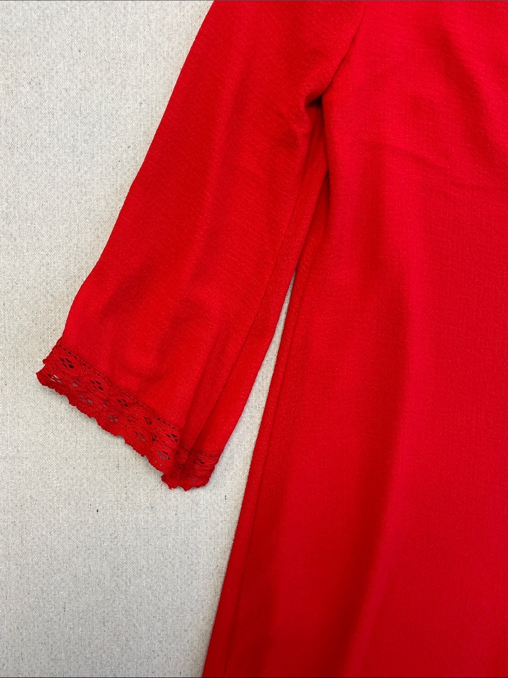 Max Studio Red Lace Trim Shift Dress Women’s Large Boho Chic - Picture 14 of 15